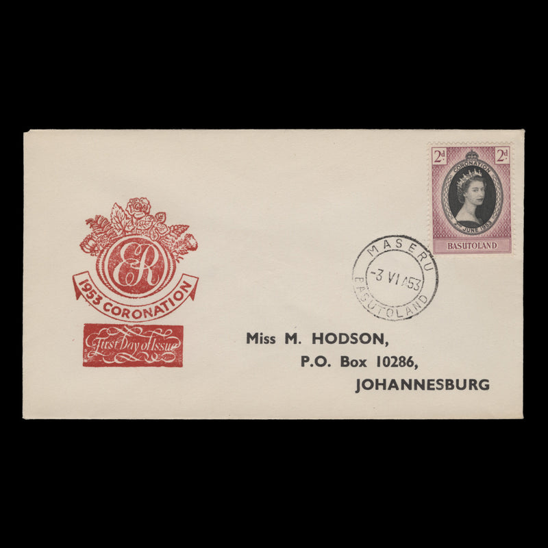 Basutoland 1953 (FDC) 2d Coronation, MASERU