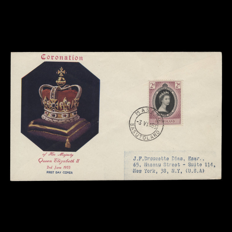 Basutoland 1953 (FDC) 2d Coronation, MASERU