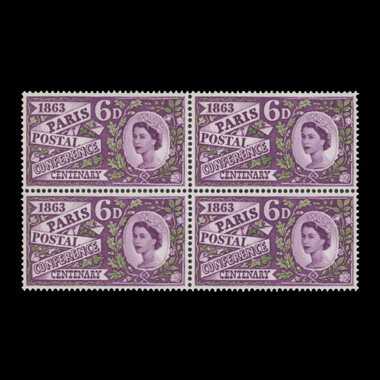 Great Britain 1963 (MNH) 6d Paris Postal Conference ordinary block