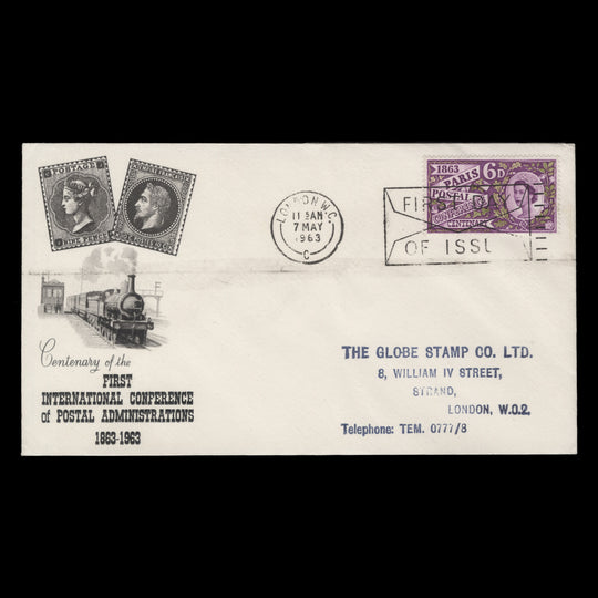 Great Britain 1963 (FDC) 6d Paris Postal Conference ordinary, LONDON