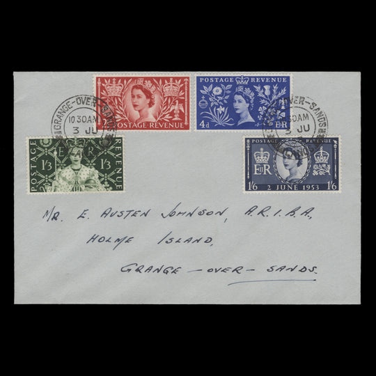 Great Britain 1953 Coronation first day cover, GRANGE-OVER-SANDS
