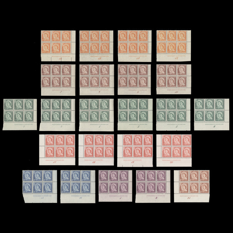New Zealand 1955 (MLH) Re-drawn Definitives plate blocks