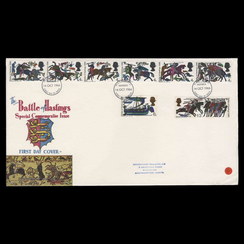 Great Britain 1966 Battle of Hastings phosphor first day cover, HASTINGS