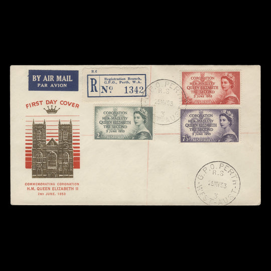 Australia 1953 Coronation first day cover, PERTH