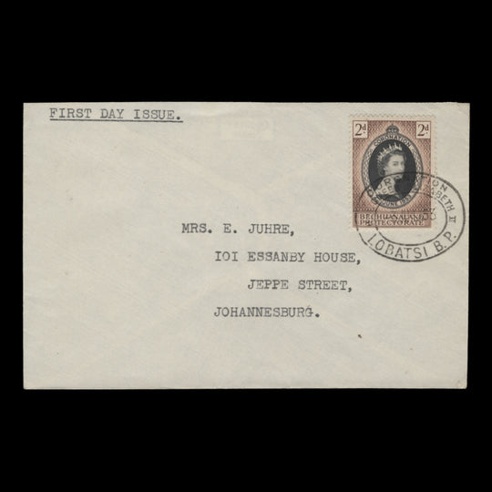 Bechuanaland 1953 (FDC) 2d Coronation, LOBATSI
