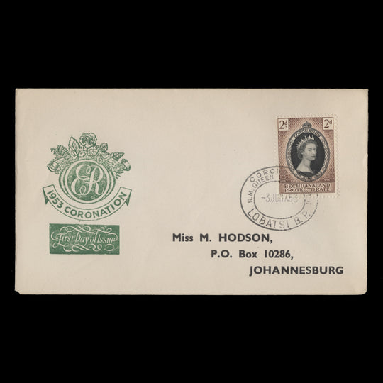 Bechuanaland 1953 (FDC) 2d Coronation, LOBATSI