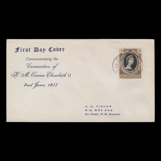 Bechuanaland 1953 (FDC) 2d Coronation, LOBATSI