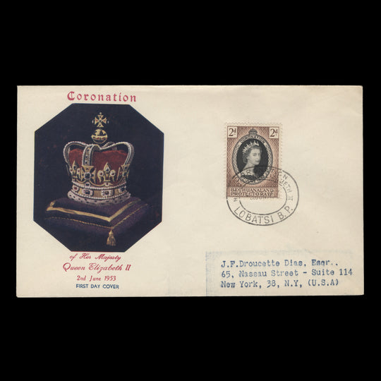Bechuanaland 1953 (FDC) 2d Coronation, LOBATSI