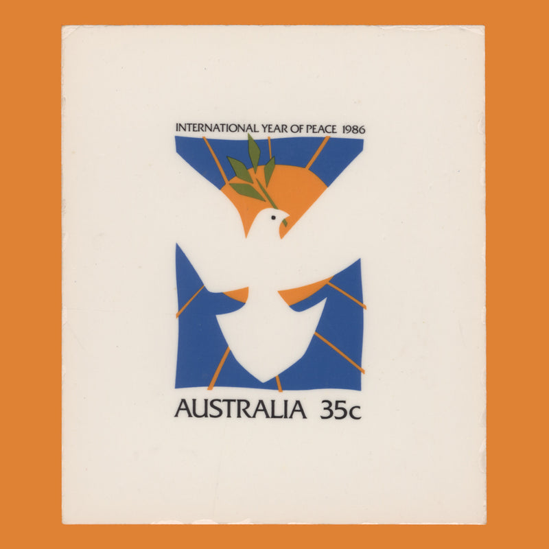 Australia 1986 International Peace Year chemical proof on plastic