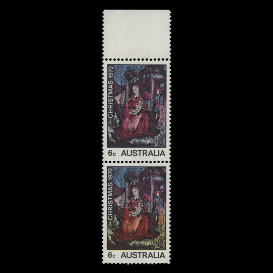 Australia 1970 (Variety) 6c Christmas pair progressively missing yellow