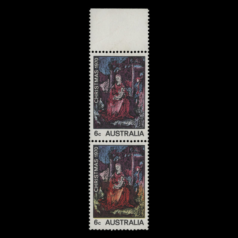 Australia 1970 (Error) 6c Christmas pair progressively missing yellow