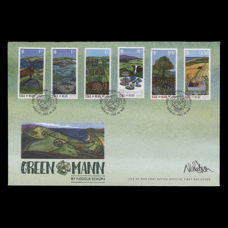 Isle of Man 2017 Green Mann first day cover signed by designer