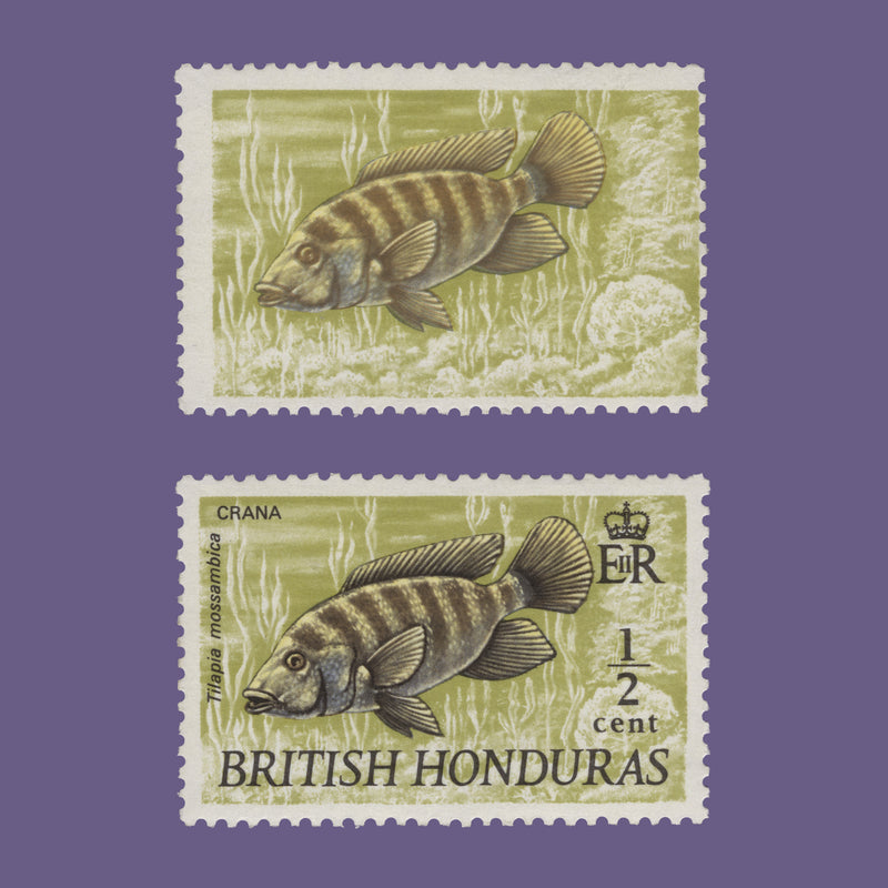 British Honduras 1971 (Error) ½c Crana missing black