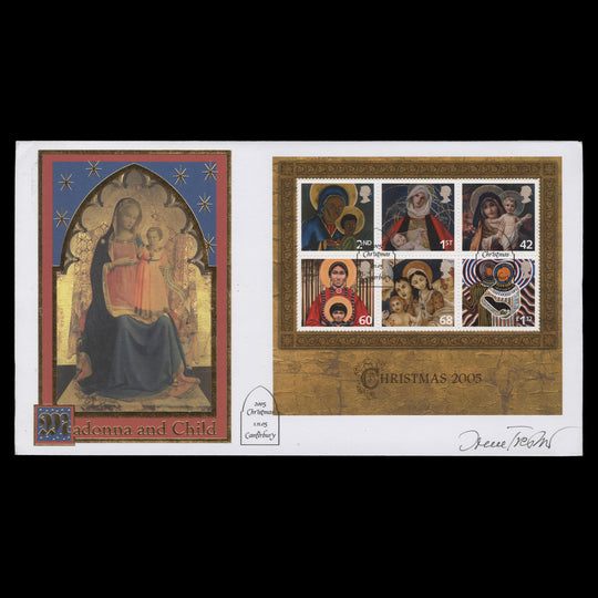 Great Britain 2005 Christmas miniature sheet FDC signed by Irene Von Treskow