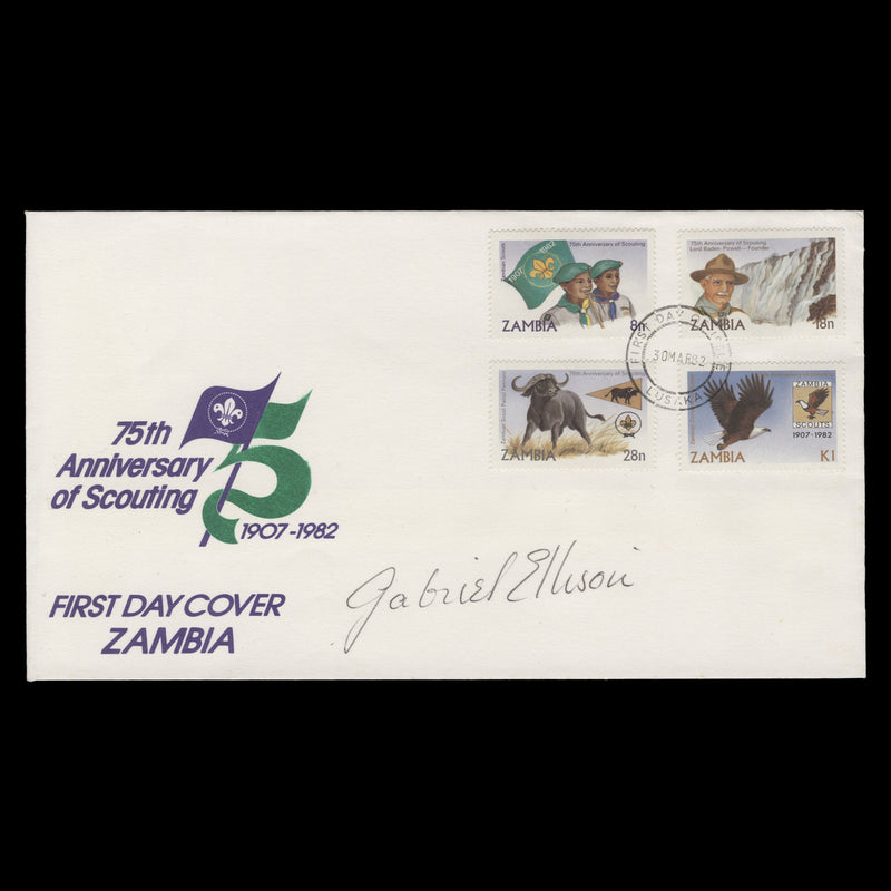 Zambia 1982 Scouting Anniversary first day cover signed by designer