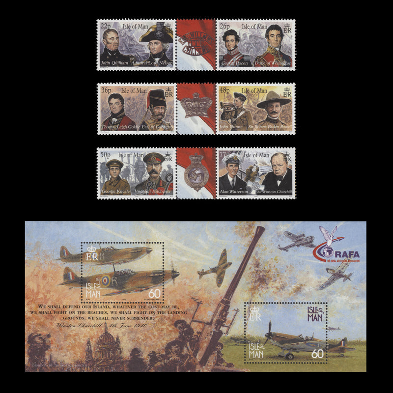 Isle of Man 2000 (MNH) Mann at War set and miniature sheet