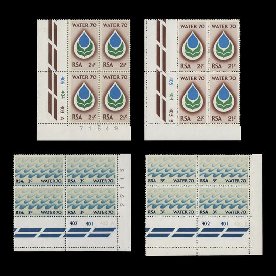 South Africa 1970 (MNH) Water Campaign cylinder blocks
