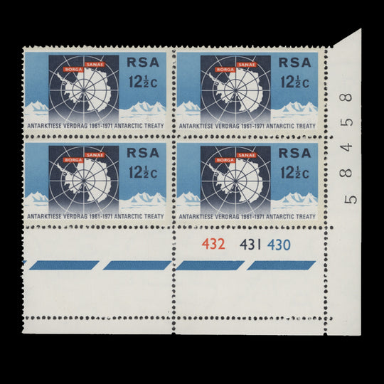 South Africa 1971 (MNH) 12½c Antarctic Treaty Anniversary cylinder block