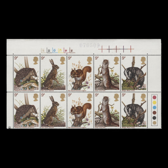 Great Britain 1977 British Wildlife traffic light/cylinder dot block