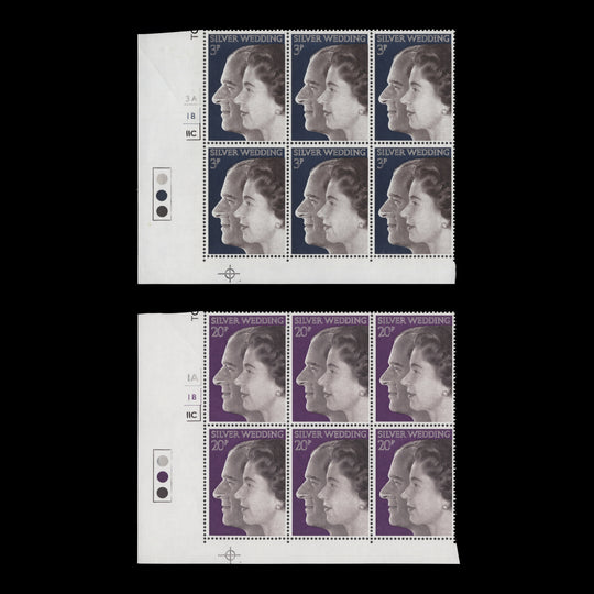 Great Britain 1972 (MNH) Royal Silver Wedding cylinder blocks, Rembrandt