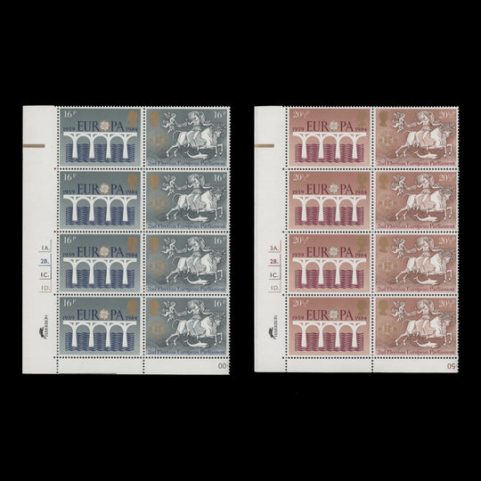 Great Britain 1984 (MNH) CEPT Anniversary cylinder dot blocks
