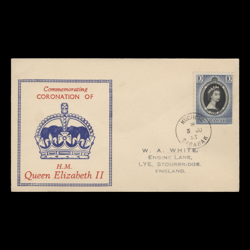 Sarawak 1953 (FDC) 10c Coronation, KUCHING
