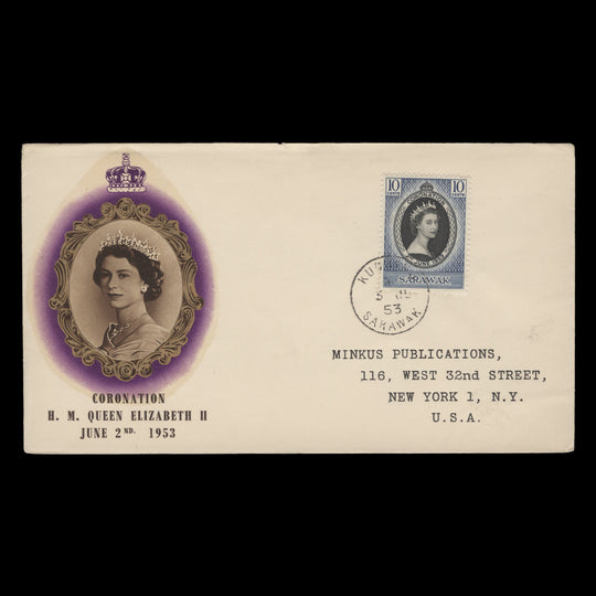 Sarawak 1953 (FDC) 10c Coronation, KUCHING