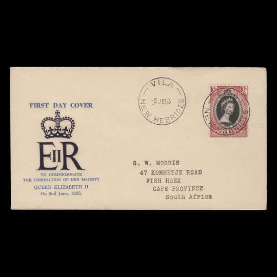 New Hebrides 1953 (FDC) 10c Coronation, VILA