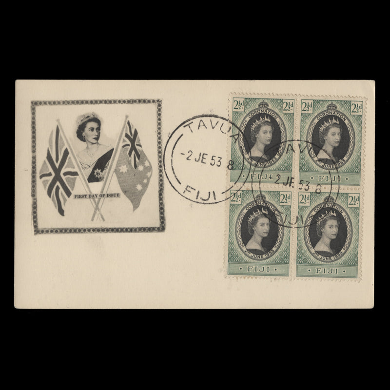 Fiji 1953 (FDC) 2½d Coronation block, TAVUA