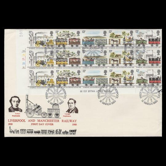 Great Britain 1980 Railway Anniversary cylinder block first day cover