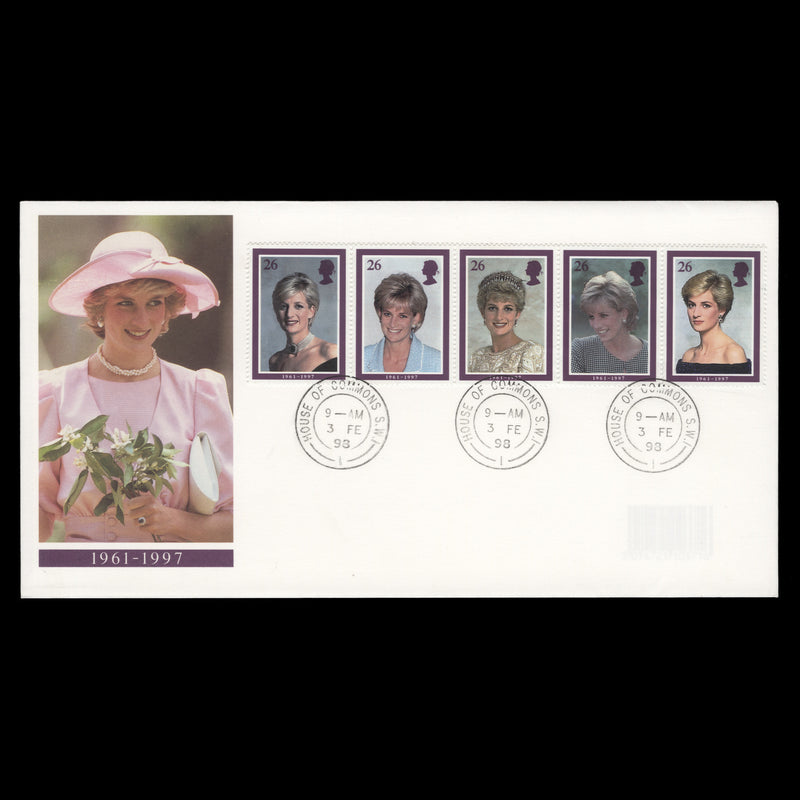 Great Britain 1998 Diana Commemoration FDC, HOUSE OF COMMONS