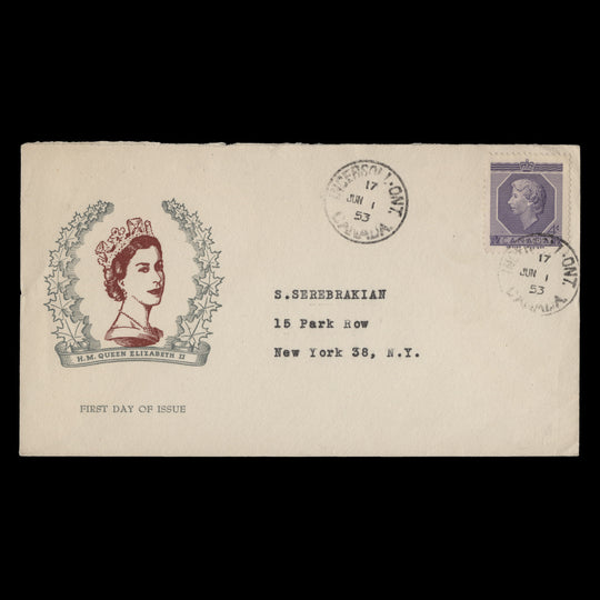 Canada 1953 (FDC) 4c Coronation, INGERSOLL