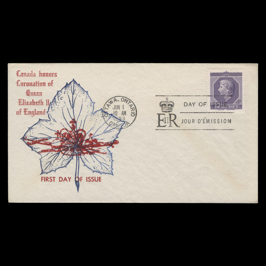 Canada 1953 (FDC) 4c Coronation, OTTAWA