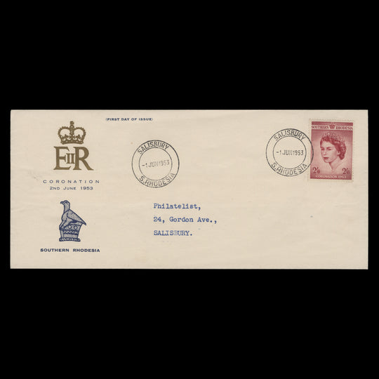 Southern Rhodesia 1953 (FDC) 2s6d Coronation, SALISBURY
