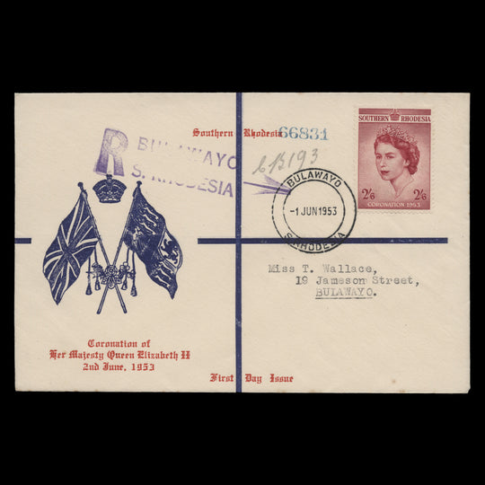Southern Rhodesia 1953 (FDC) 2s6d Coronation, BULAWAYO