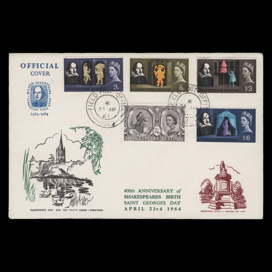 Great Britain 1964 Shakespeare Festival ordinary FDC, FIELD POST OFFICE