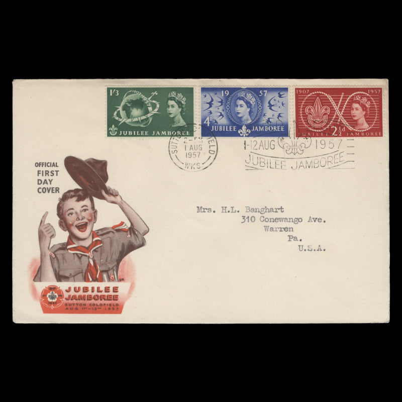 Great Britain 1957 Scout Jamboree first day cover, SUTTON COLDFIELD