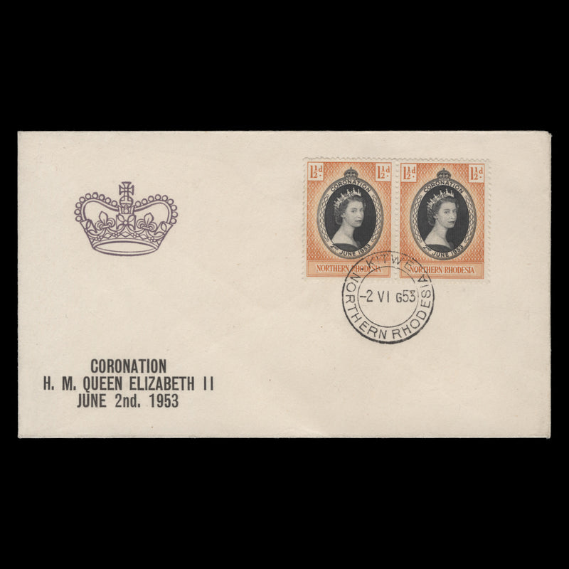 Northern Rhodesia 1953 (FDC) 1½d Coronation pair, KITWE