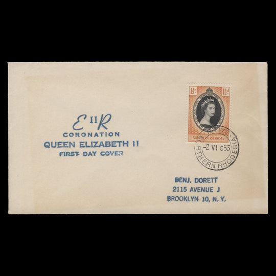 Northern Rhodesia 1953 (FDC) 1½d Coronation, KITWE
