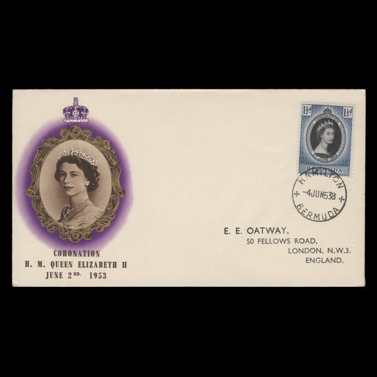 Bermuda 1953 (FDC) 1½d Coronation, HAMILTON