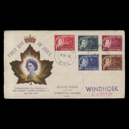 South West Africa 1953 (FDC) Coronation, WINDHOEK