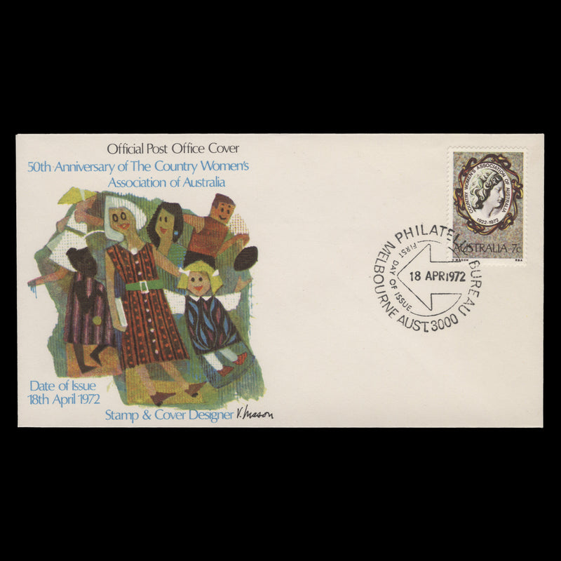 Australia 1972 Country Women's Association FDC signed by designer