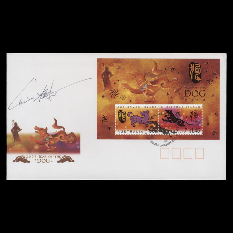 Christmas Island 2006 Chinese New Year miniature sheet FDC signed by designer