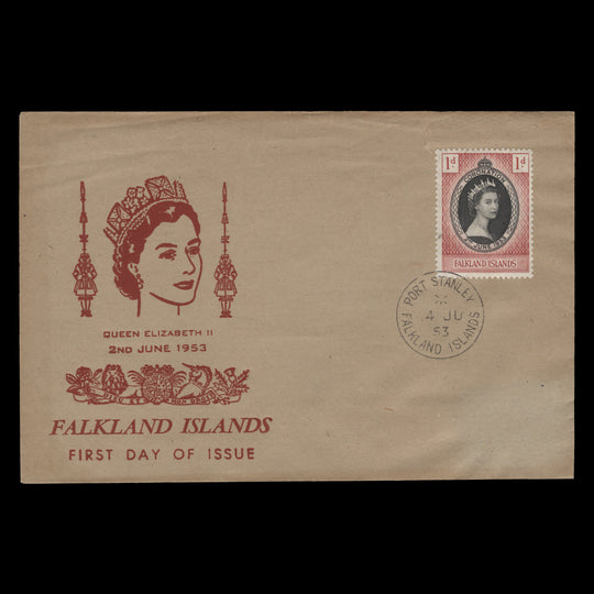 Falkland Islands 1953 (FDC) 1d Coronation, PORT STANLEY