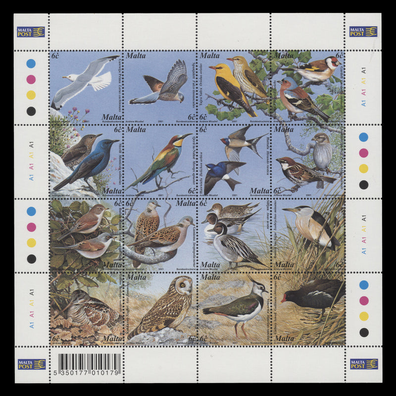 Malta 2001 (MNH) Birds sheetlet