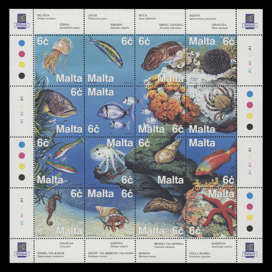 Malta 1999 (MNH) Marine Life sheetlet