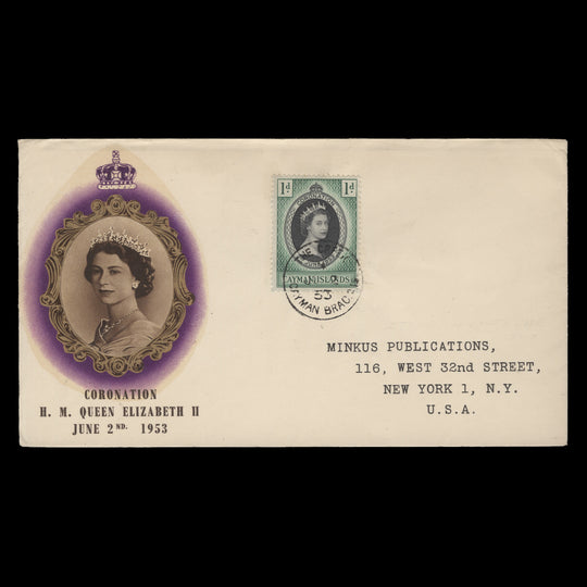 Cayman Islands 1953 (FDC) 1d Coronation, THE CREEK