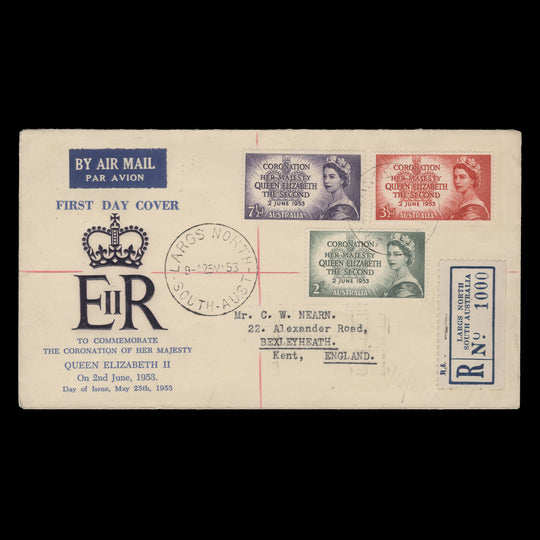 Australia 1953 Coronation first day cover, LARGS NORTH