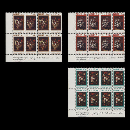 Niue 1973 (MNH) Christmas imprint/plate blocks
