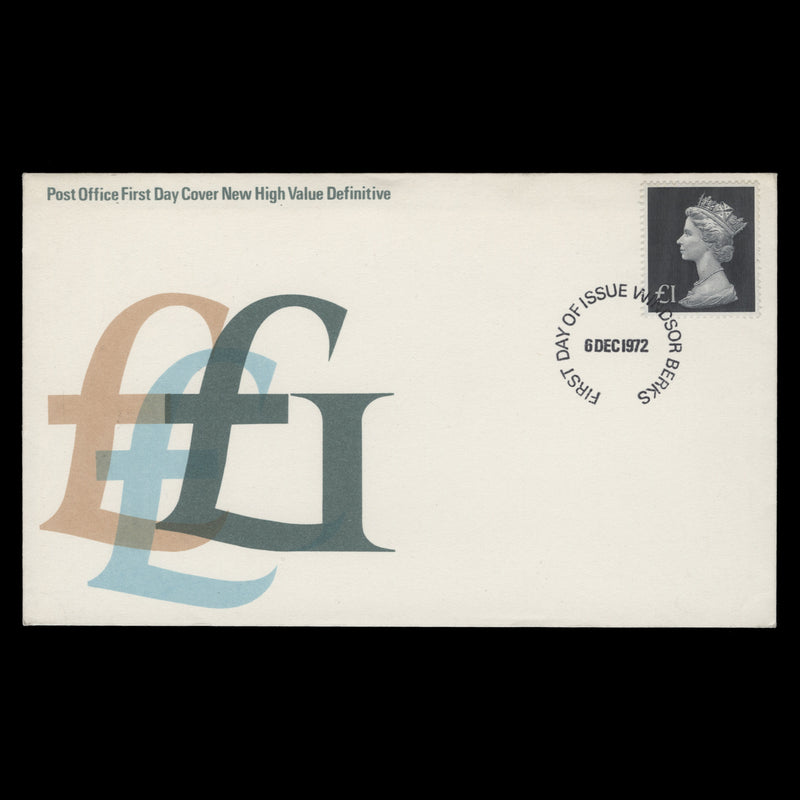 Great Britain 1972 (FDC) £1 Bluish Black, WINDSOR